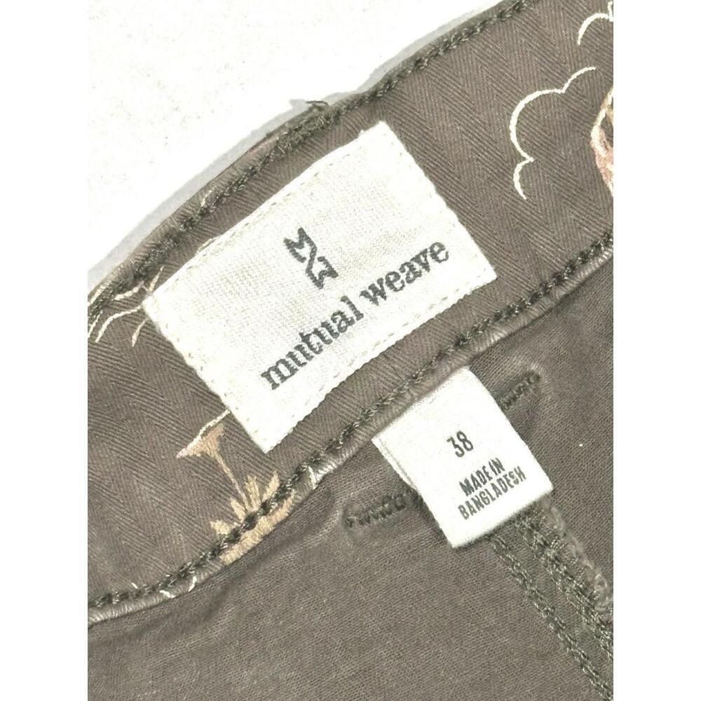 Mutual Weave Mens Graphic Shorts Green Brown Palm Trees Beach Flat Front Size 38 - Picture 8 of 12